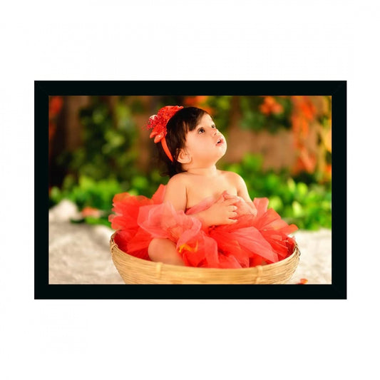 Clasymist Baby Photo Painting with Synthetic Photo Frame (Multicolor)