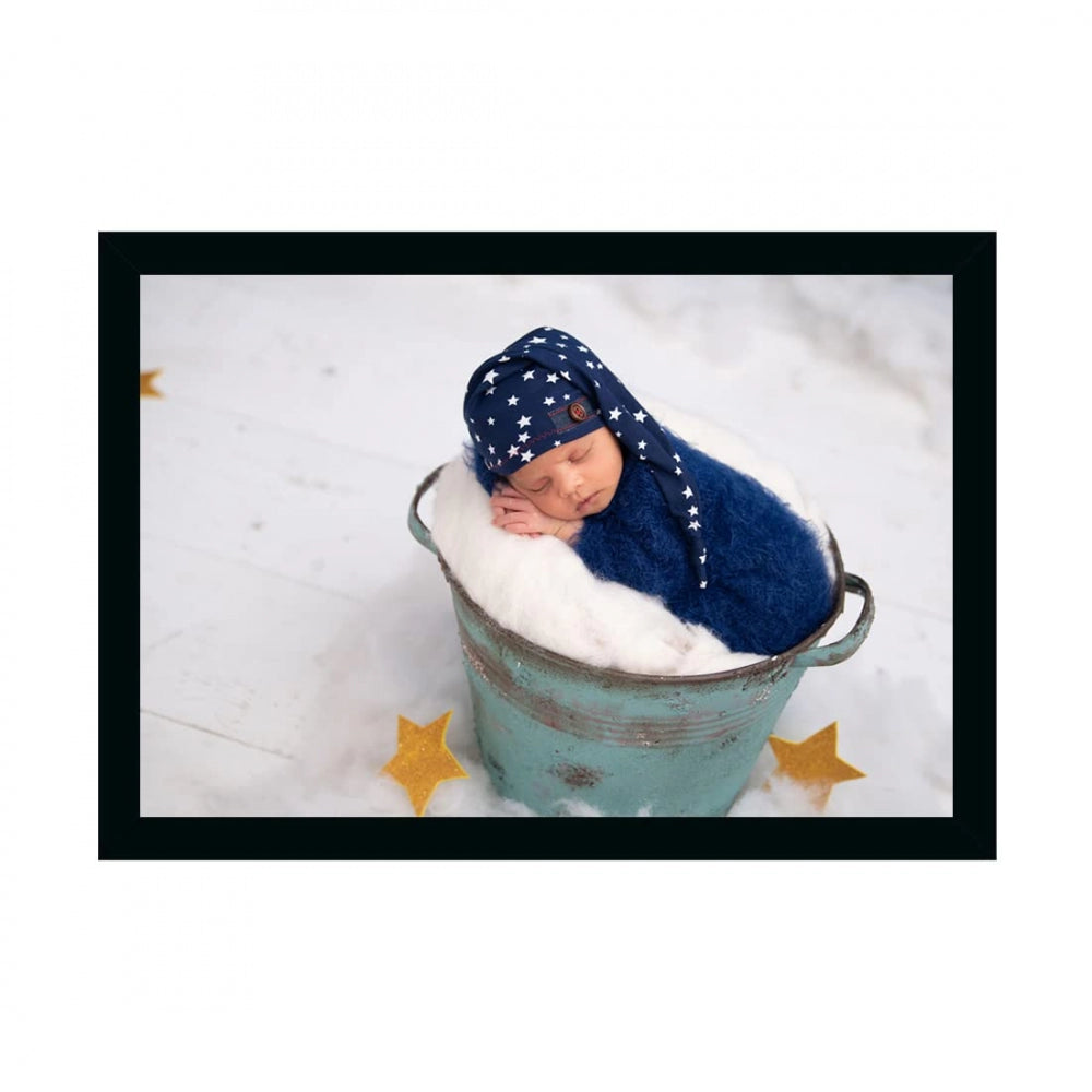 Clasymist Baby Photo Painting with Synthetic Photo Frame (Multicolor)