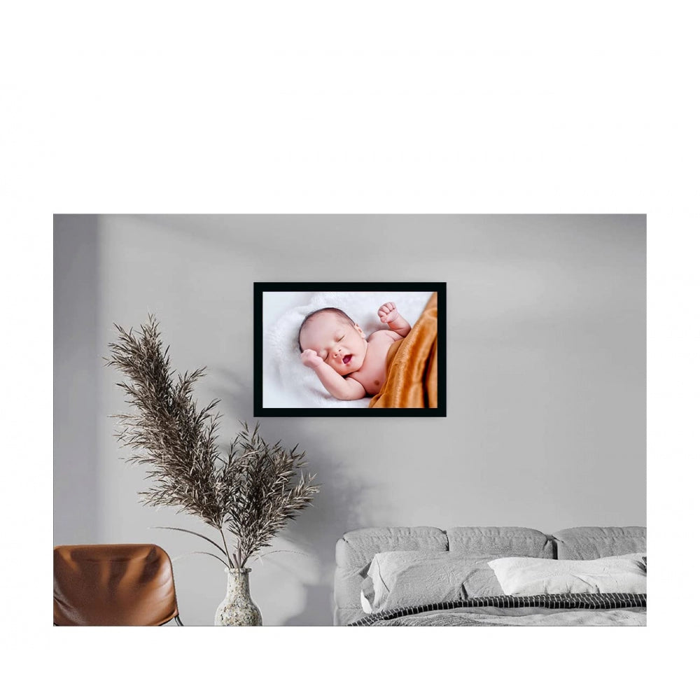 Clasymist Baby Photo Painting with Synthetic Photo Frame (Multicolor)