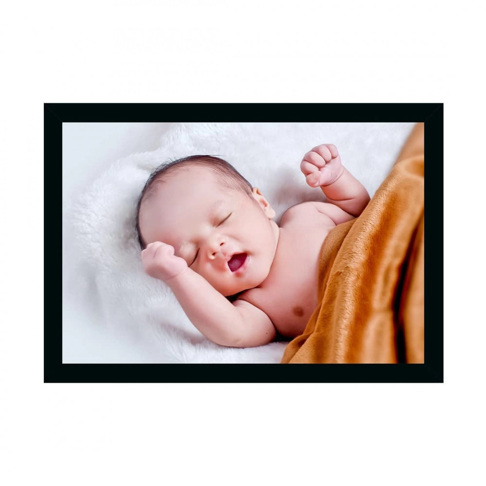 Clasymist Baby Photo Painting with Synthetic Photo Frame (Multicolor)