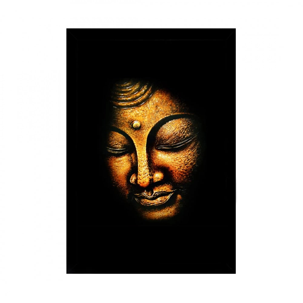 Clasymist Buddha Painting with Synthetic Photo Frame (Multicolor)