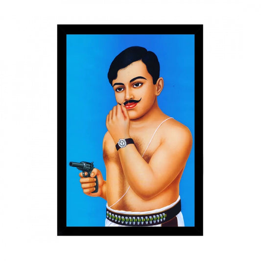 Clasymist Chandra Shekhar Azad Painting with Synthetic Photo Frame (Multicolor)