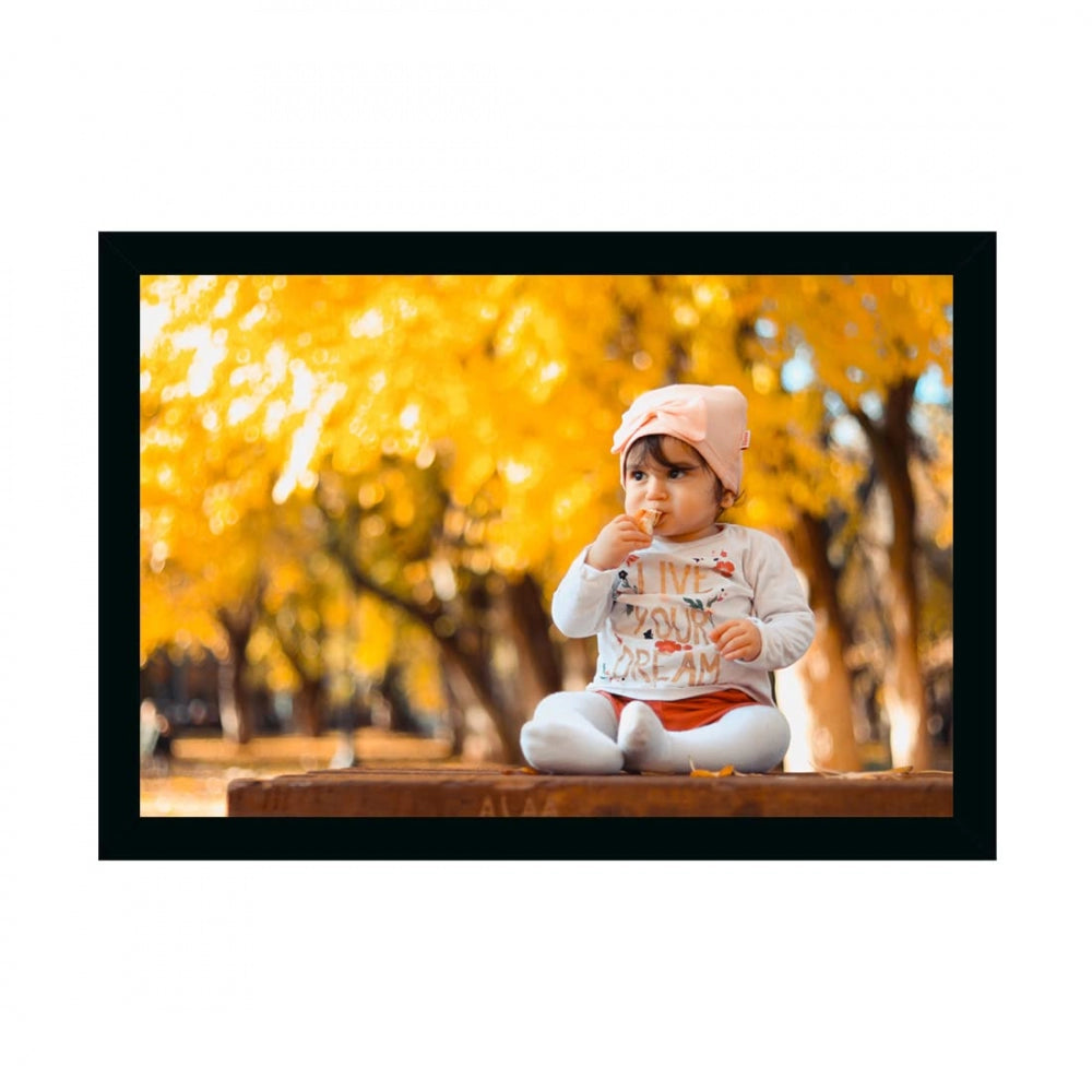 Clasymist Baby Photo Painting with Synthetic Photo Frame (Multicolor)