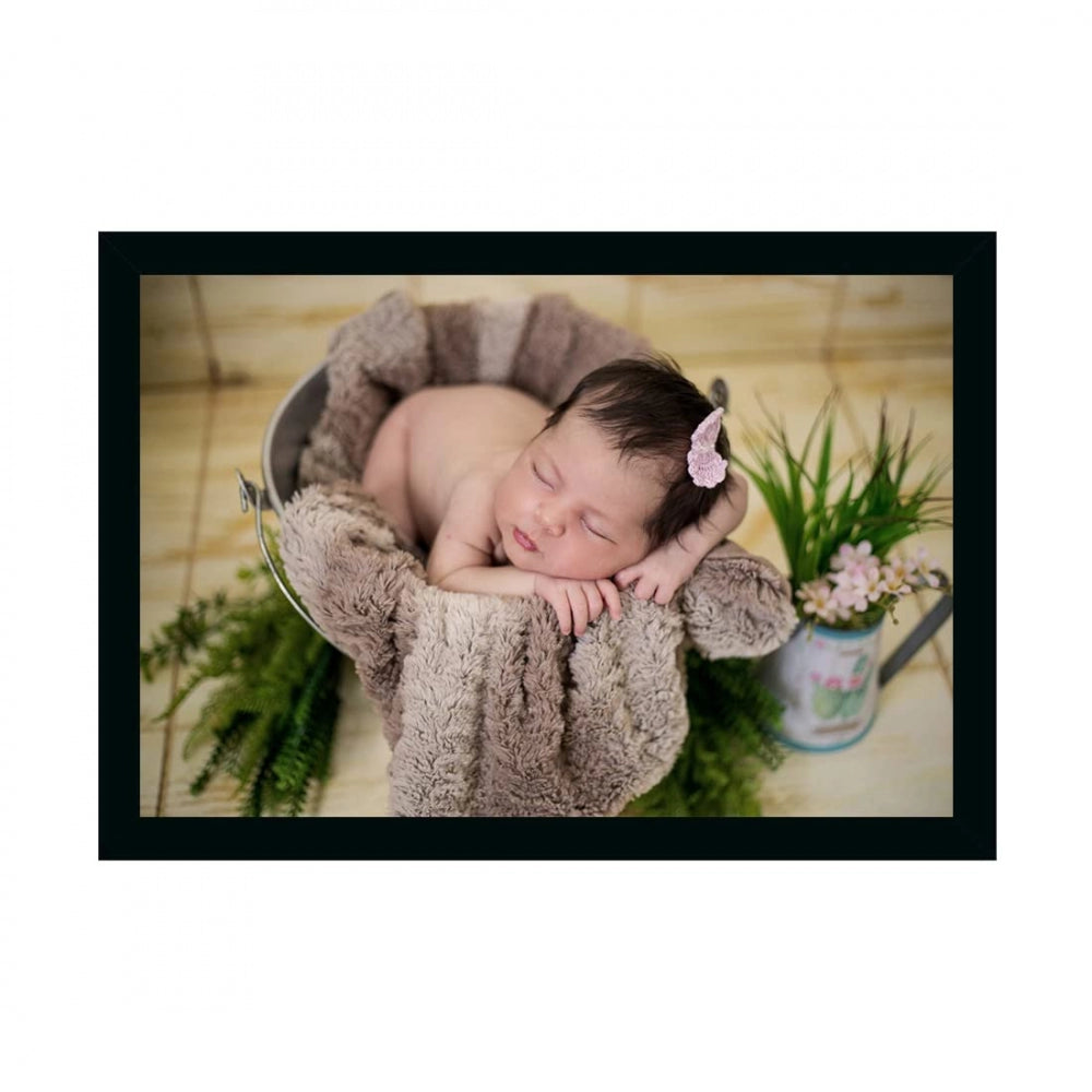 Clasymist Baby Photo Painting with Synthetic Photo Frame (Multicolor)