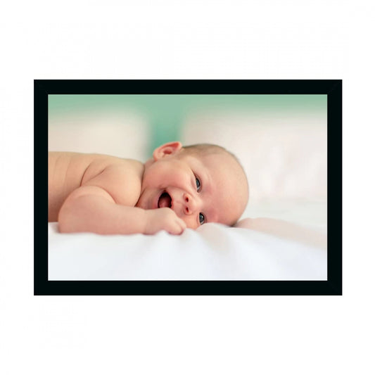 Clasymist Baby Photo Painting with Synthetic Photo Frame (Multicolor)