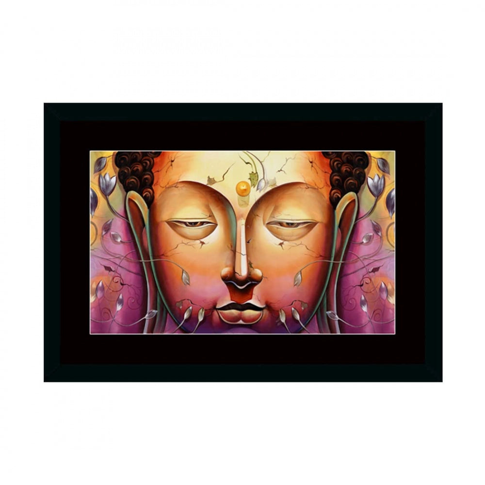 Clasymist Buddha Painting with Synthetic Photo Frame (Multicolor)