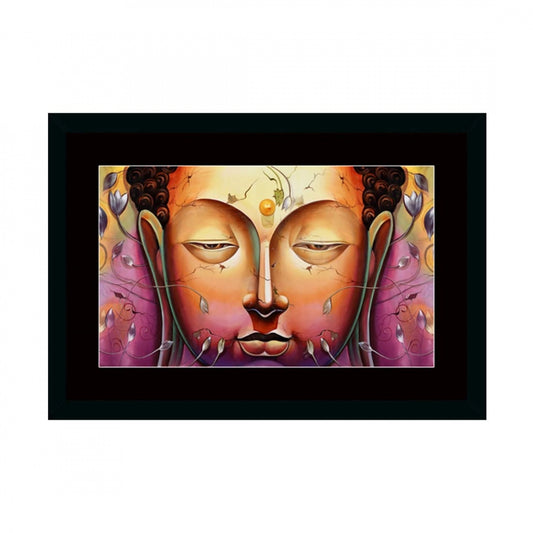 Clasymist Buddha Painting with Synthetic Photo Frame (Multicolor)