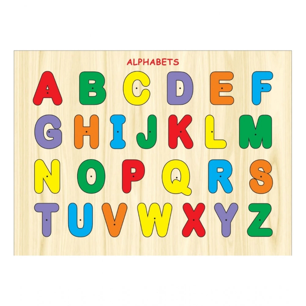 Clasymist Wooden Educational Learning English Alphabet Puzzle Board (Wood Color)