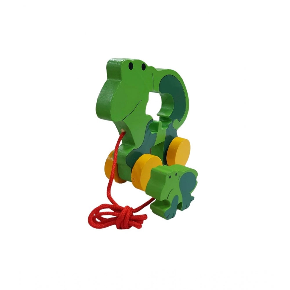 Clasymist Wooden Pull Along Toy For Babies  Toddlers Frog (Multicolor)