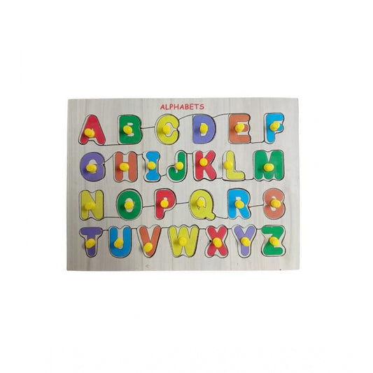 Clasymist Wooden Educational Learning English Alphabet Puzzle Board (Wood Color)