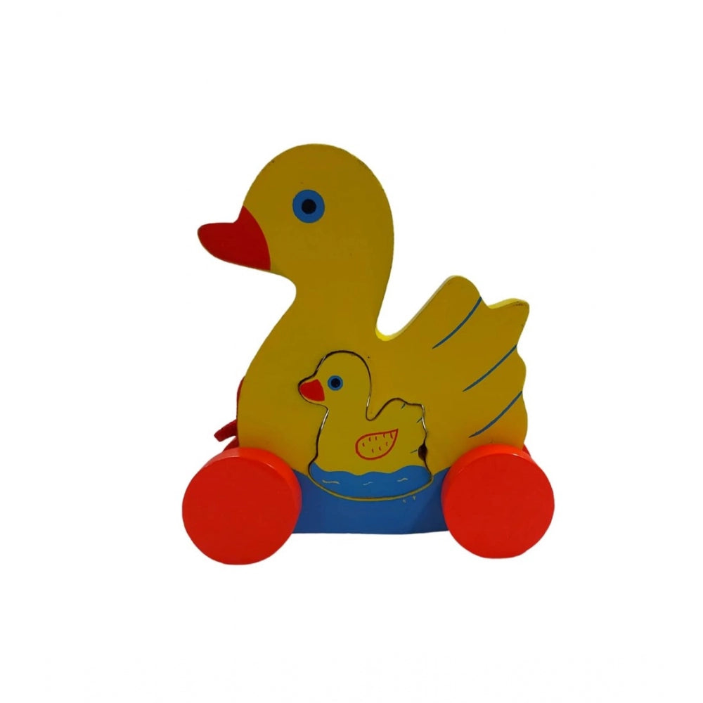 Clasymist Wooden Toddlers Duck Pull Toy For Babies (Multicolor)