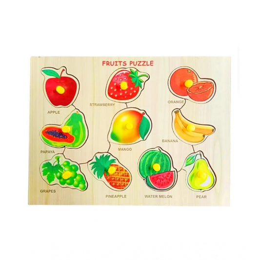 Clasymist Wooden Educational Learning Fruits Puzzle Board  (Wood Color)