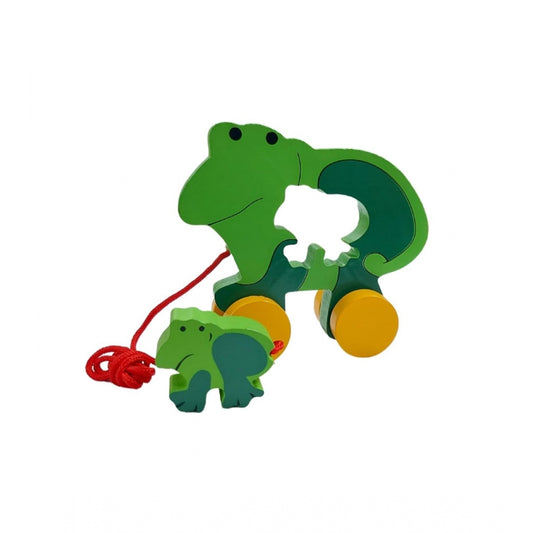 Clasymist Wooden Pull Along Toy For Babies  Toddlers Frog (Multicolor)