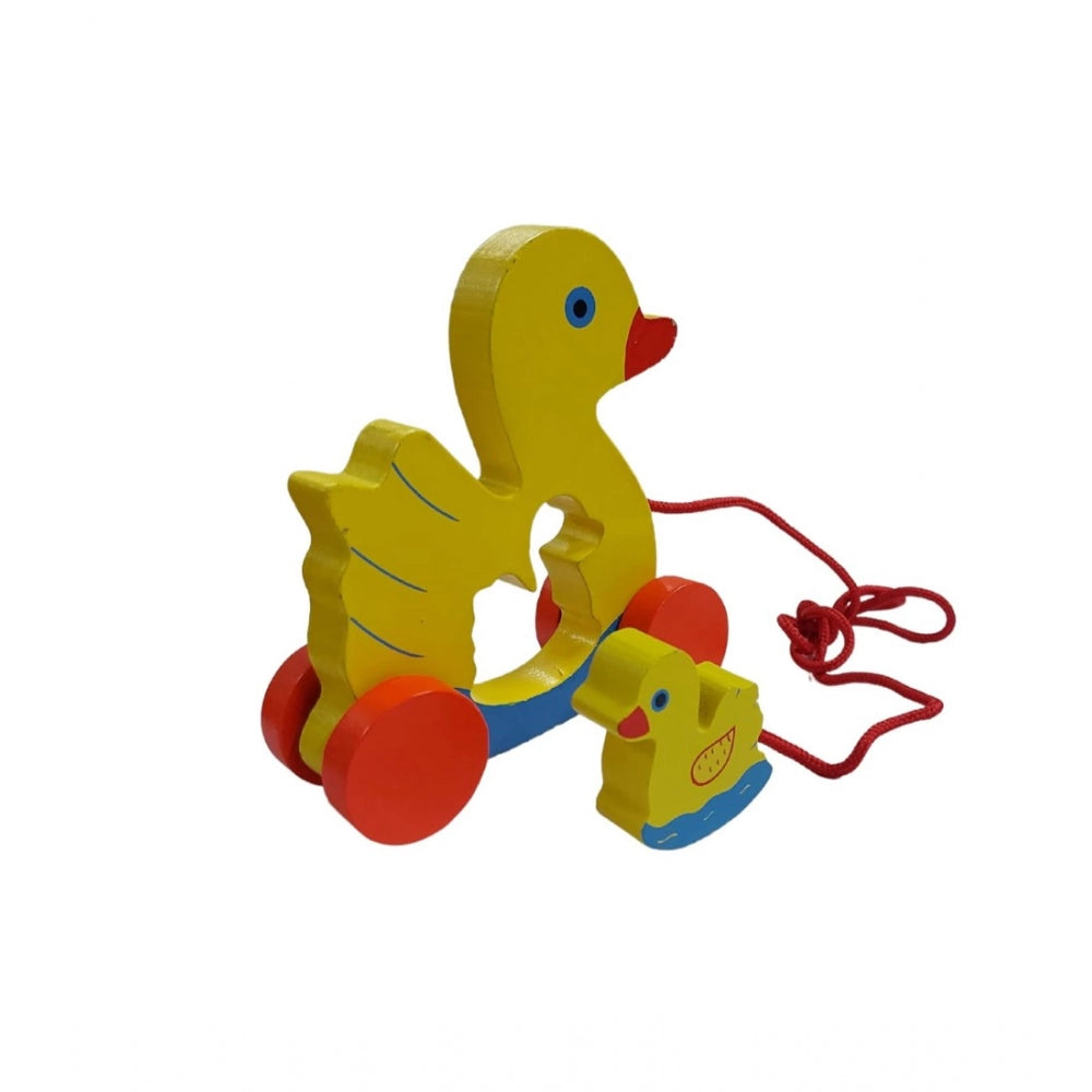 Clasymist Wooden Toddlers Duck Pull Toy For Babies (Multicolor)