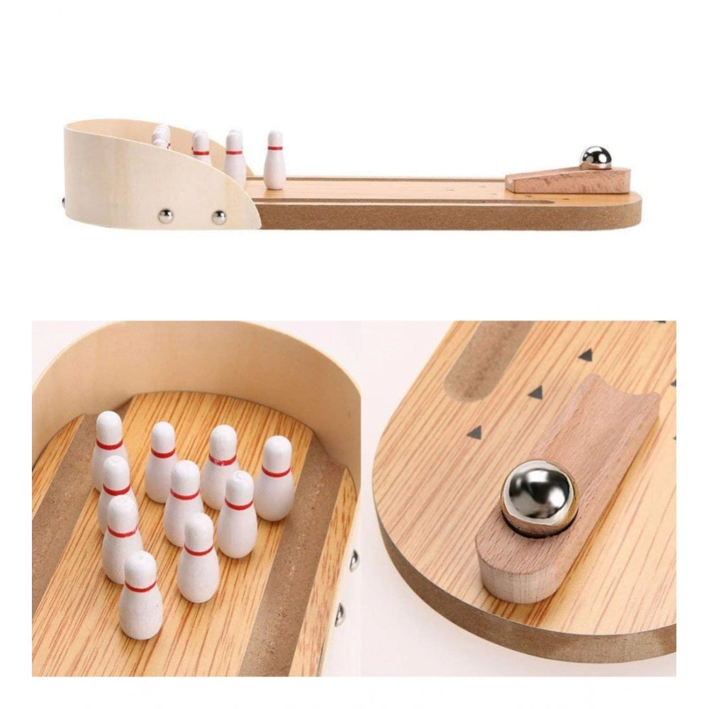 Clasymist Wood  Mini Fun Wooden Bowling Game (Wood Color)