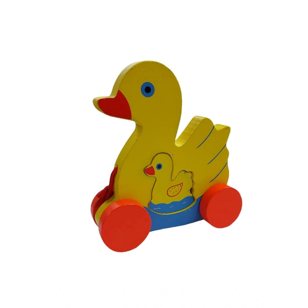 Clasymist Wooden Toddlers Duck Pull Toy For Babies (Multicolor)