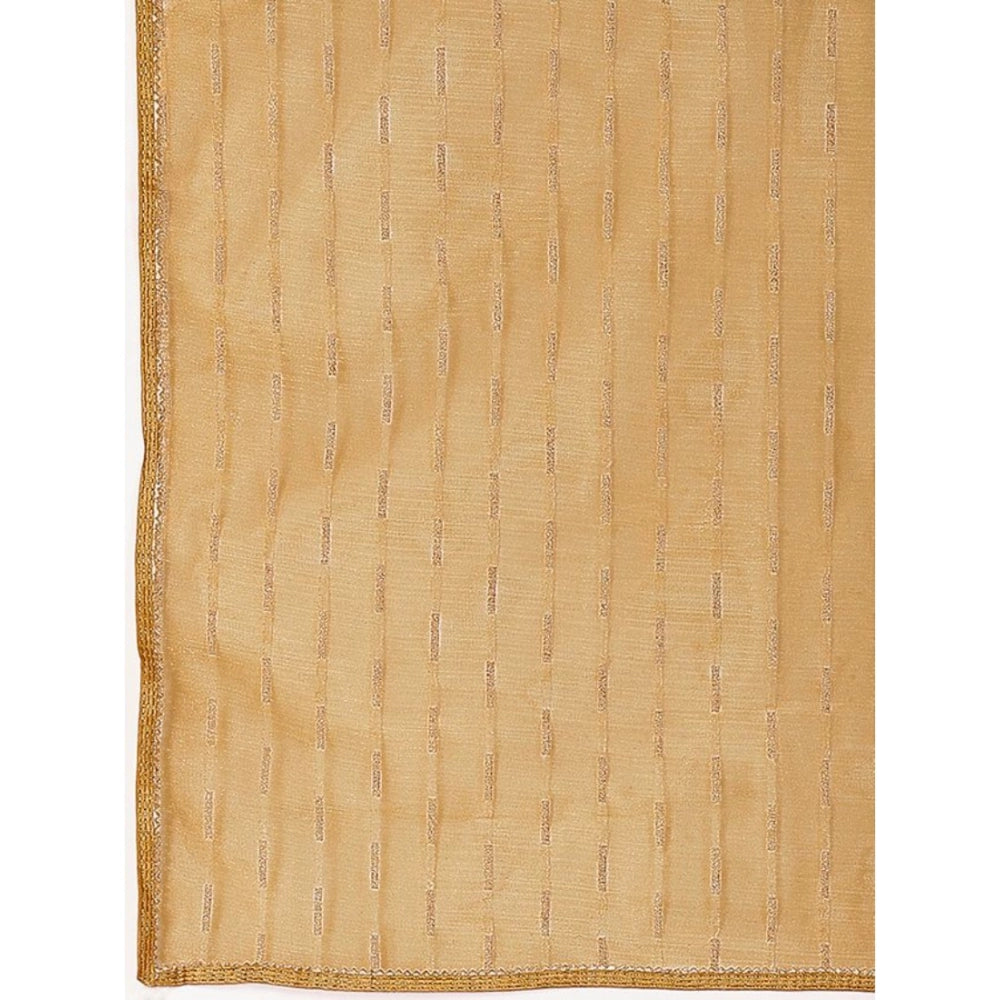 Clasymist Women's Linen Line Saree With Unstitched Blouse (Beige, 5-6 Mtrs)