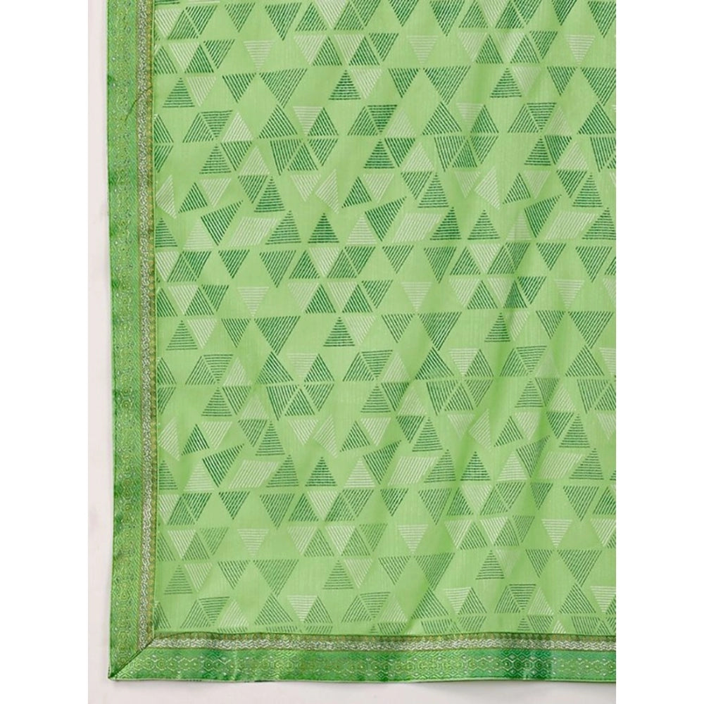 Clasymist Women's Zomto Printed Saree With Unstitched Blouse (Green, 5-6 Mtrs)