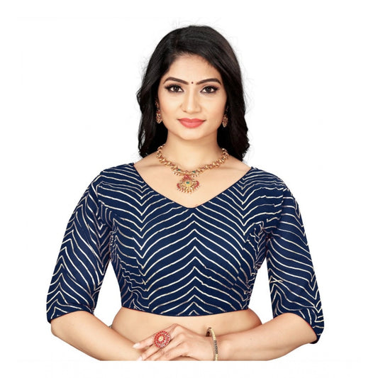 Clasymist Women's Georgette Embroidery Readymade Blouse (Navy Blue, Size: Free Size)