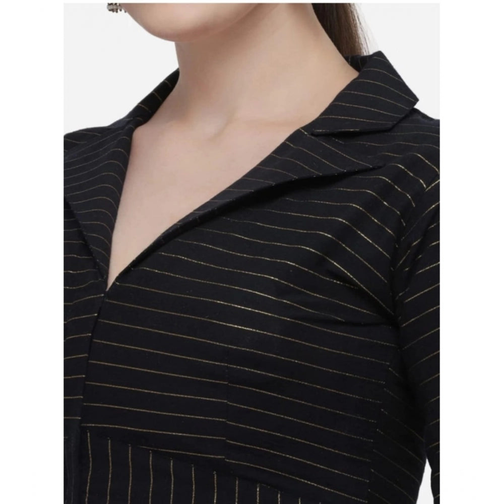 Clasymist Women's Cotton Striped Readymade Blouse (Black, Size: Free Size)