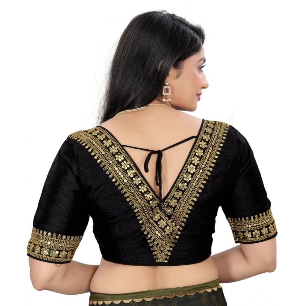 Clasymist Women's Banglory Embroidery Readymade Blouse (Black, Size: Free Size)