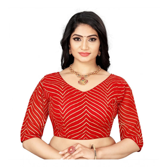 Clasymist Women's Georgette Embroidery Readymade Blouse (Red, Size: Free Size)