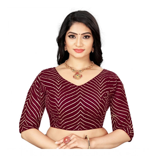 Clasymist Women's Georgette Embroidery Readymade Blouse (Maroon, Size: Free Size)