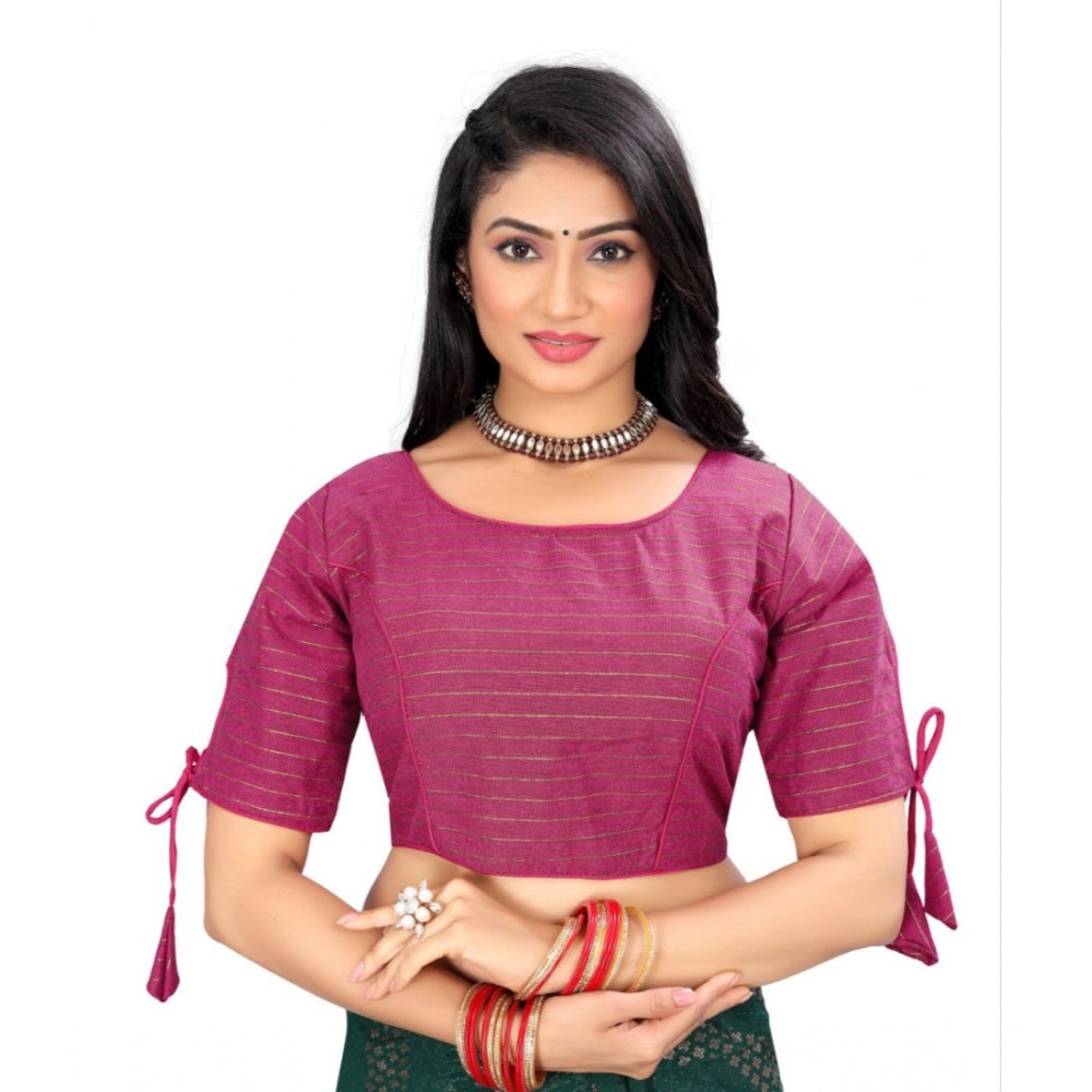 Clasymist Women's Cotton Thread Work Readymade Blouse (Barbie Pink, Size: Free Size)