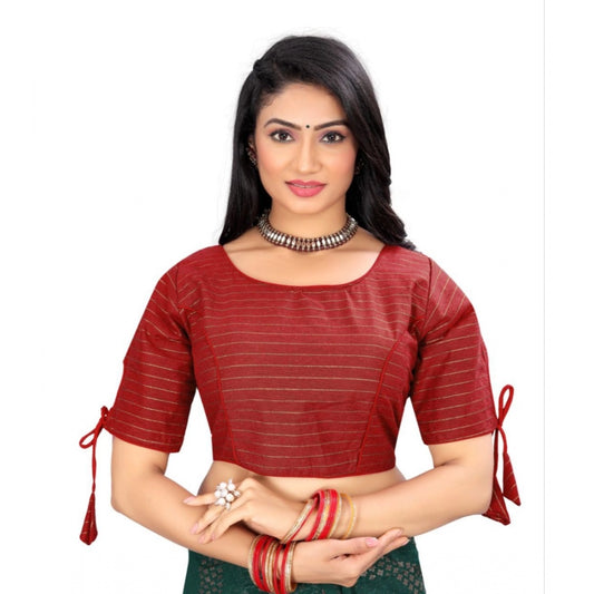 Clasymist Women's Cotton Thread Work Readymade Blouse (Red, Size: Free Size)