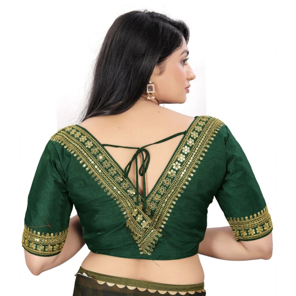 Clasymist Women's Banglory Embroidery Readymade Blouse (Green, Size: Free Size)