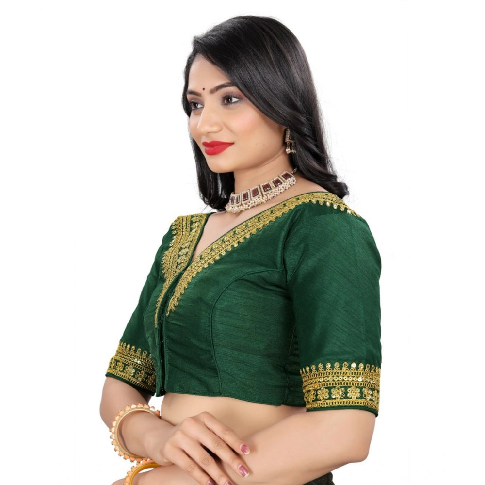 Clasymist Women's Banglory Embroidery Readymade Blouse (Green, Size: Free Size)