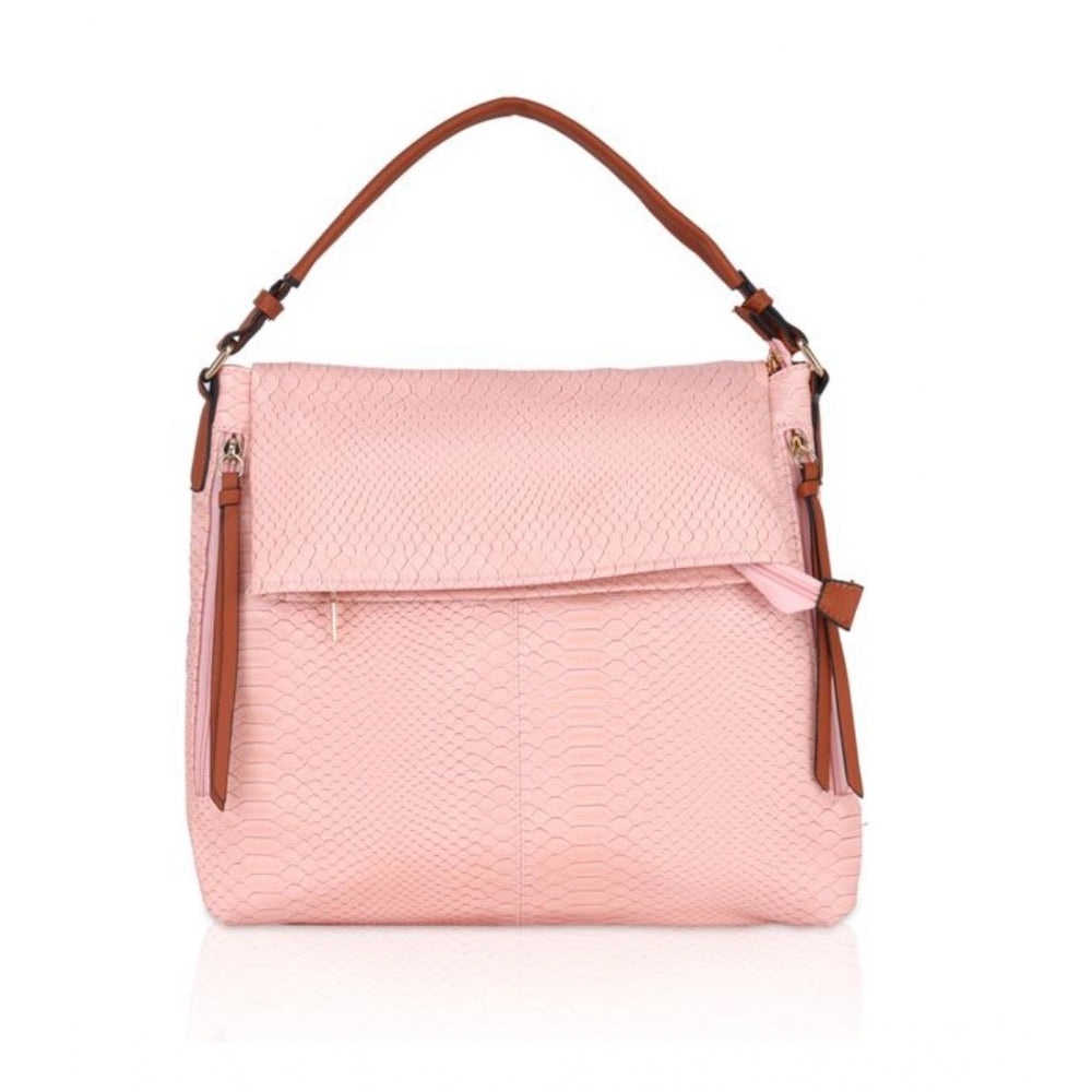 Clasymist Women's Faux Leather Textured Sling Bag (Pink)