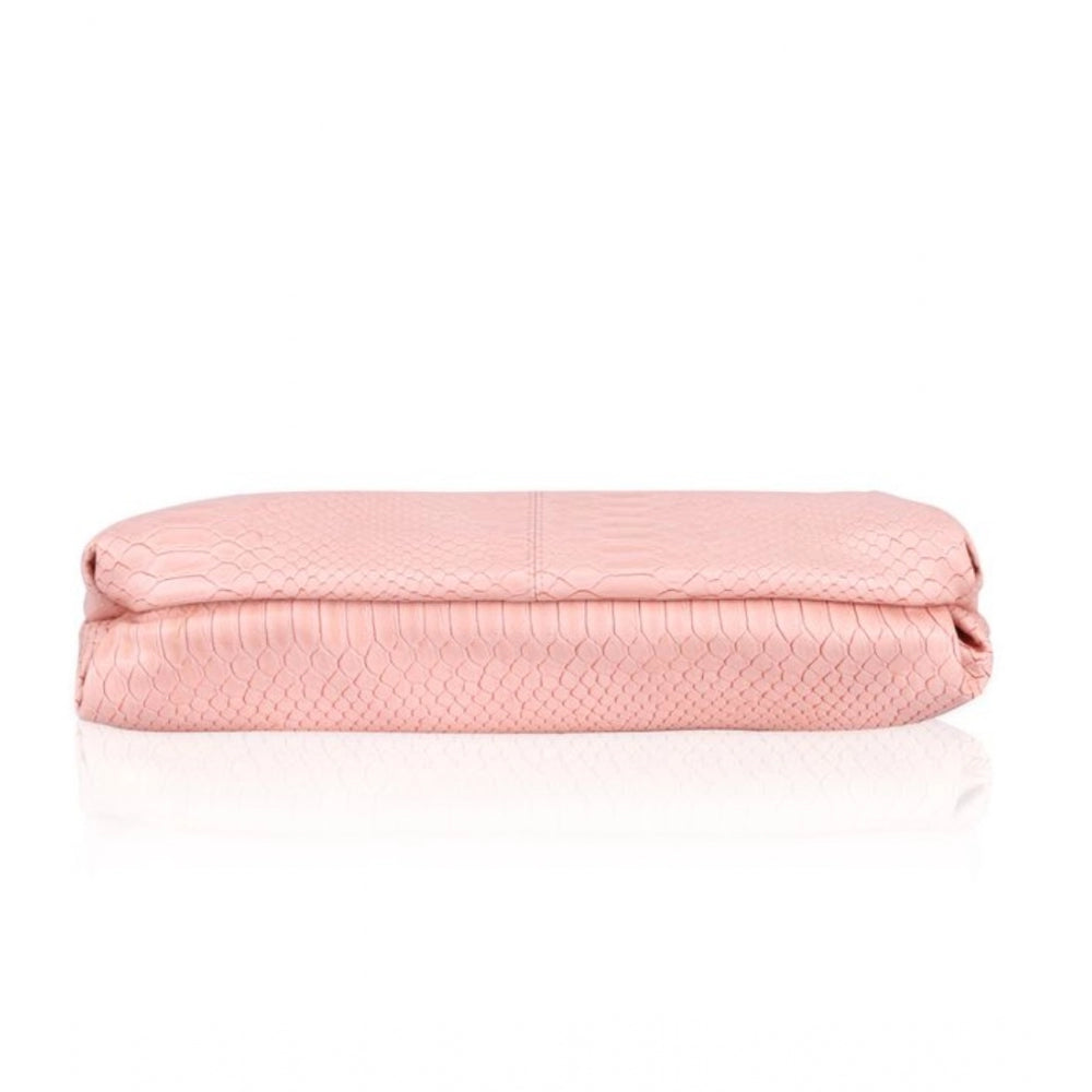 Clasymist Women's Faux Leather Textured Sling Bag (Pink)