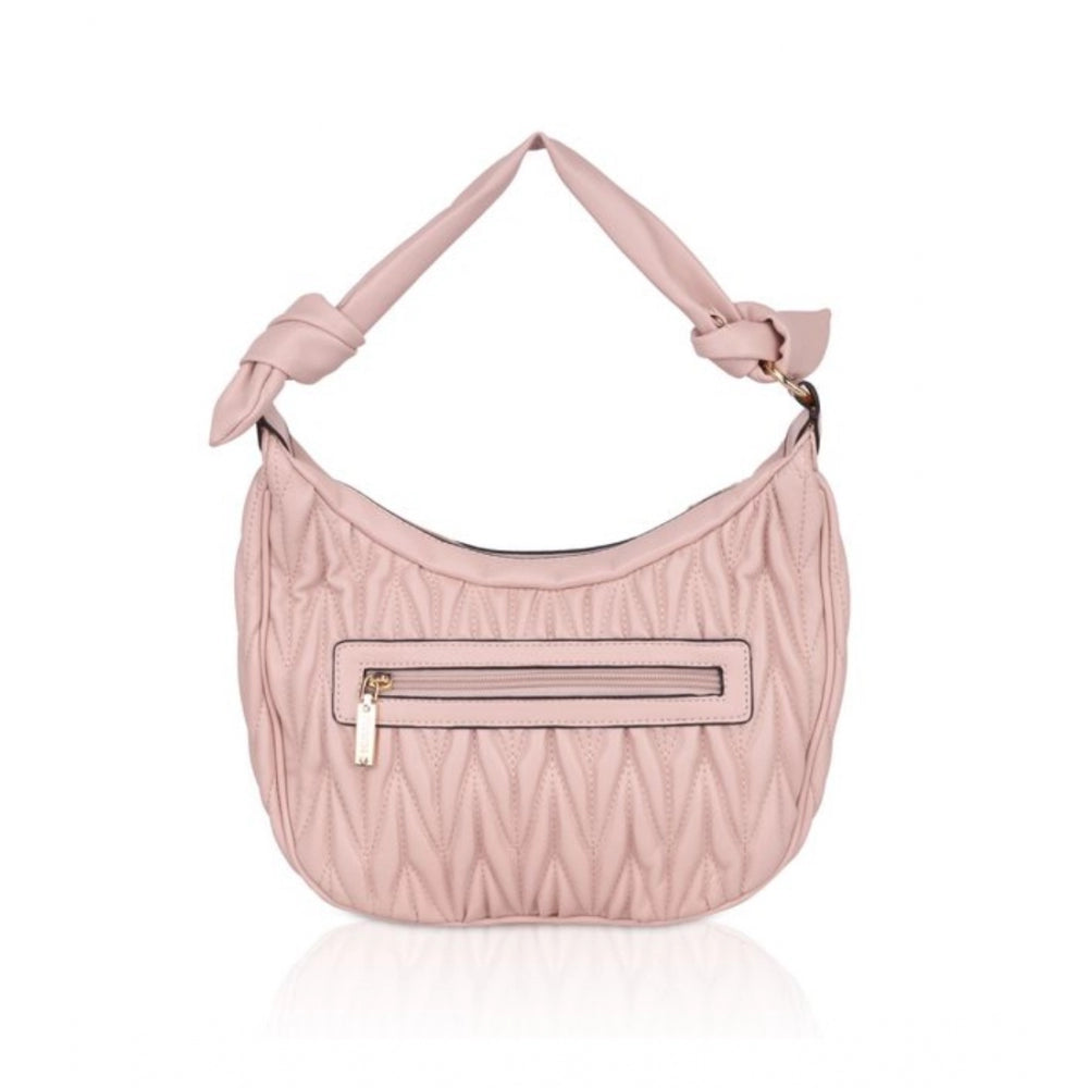 Clasymist Women's Faux Leather Textured Handbag (Pink)