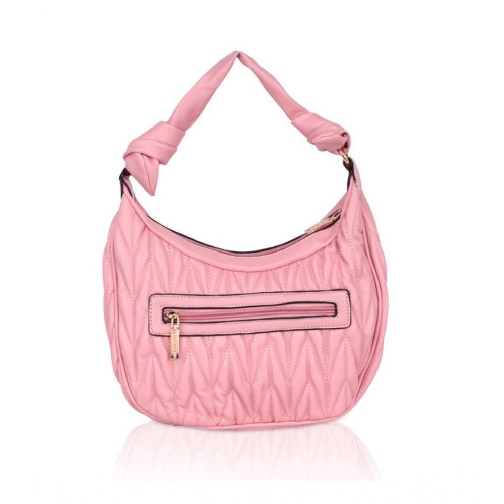 Clasymist Women's Faux Leather Textured Handbag (Pink)