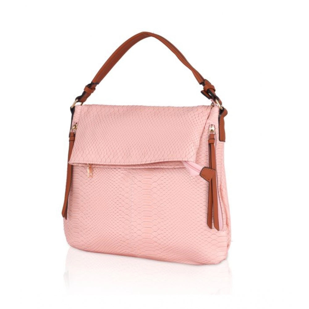 Clasymist Women's Faux Leather Textured Sling Bag (Pink)