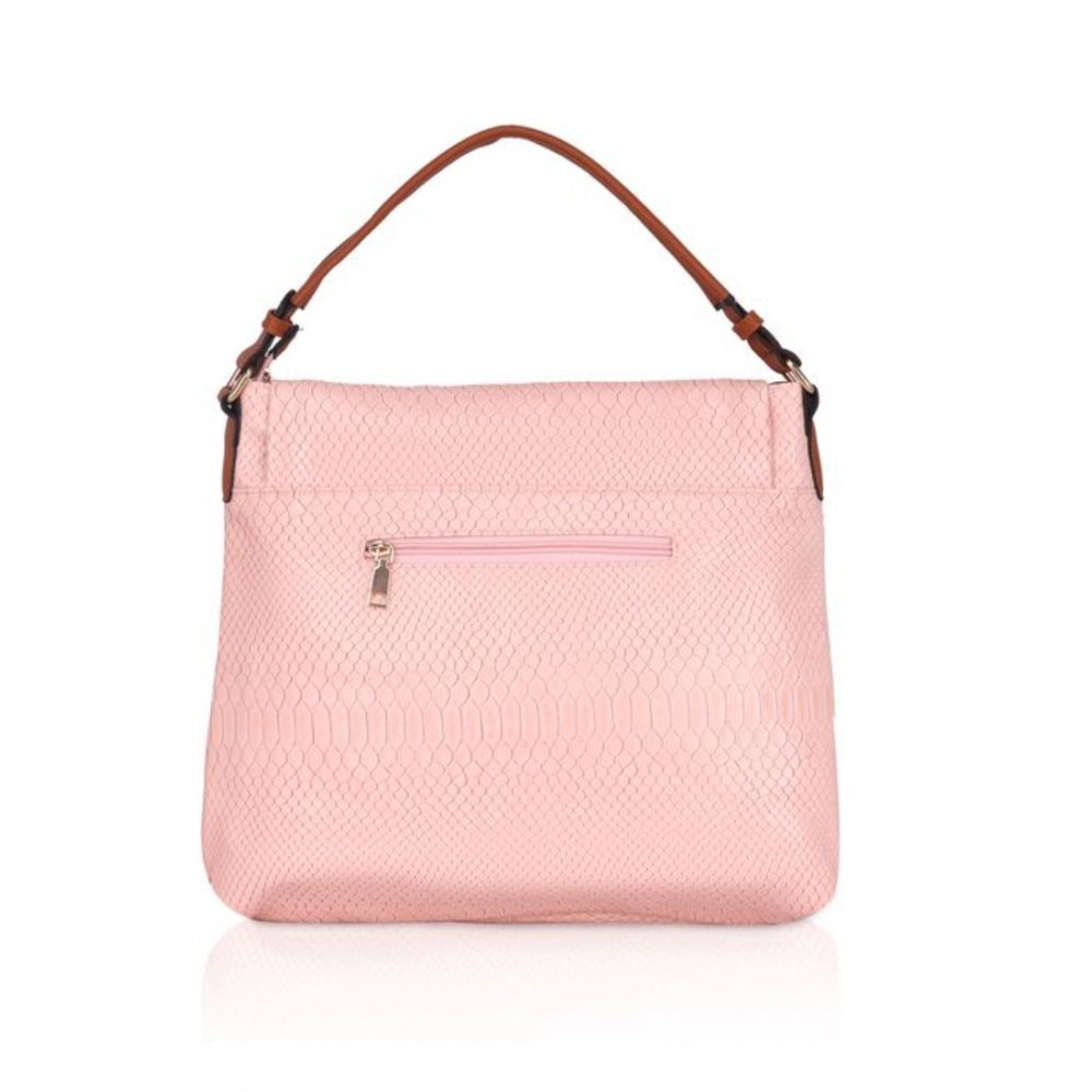 Clasymist Women's Faux Leather Textured Sling Bag (Pink)