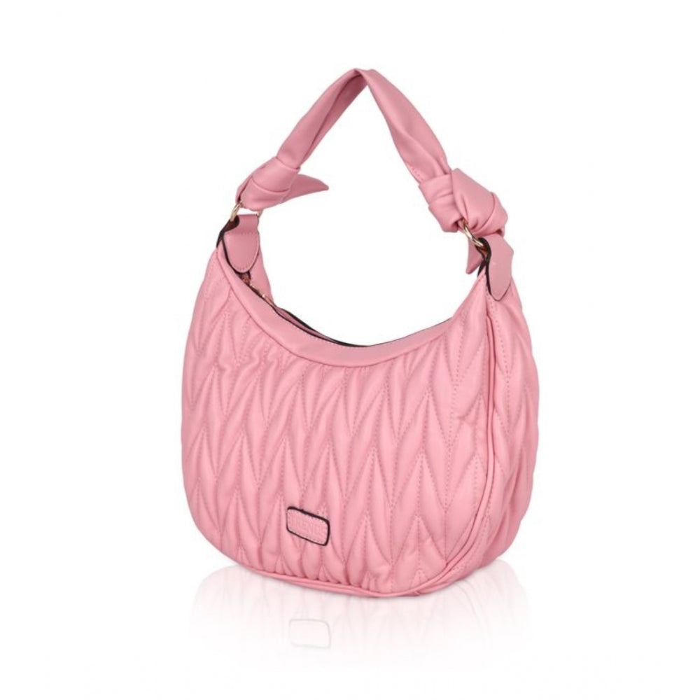 Clasymist Women's Faux Leather Textured Handbag (Pink)