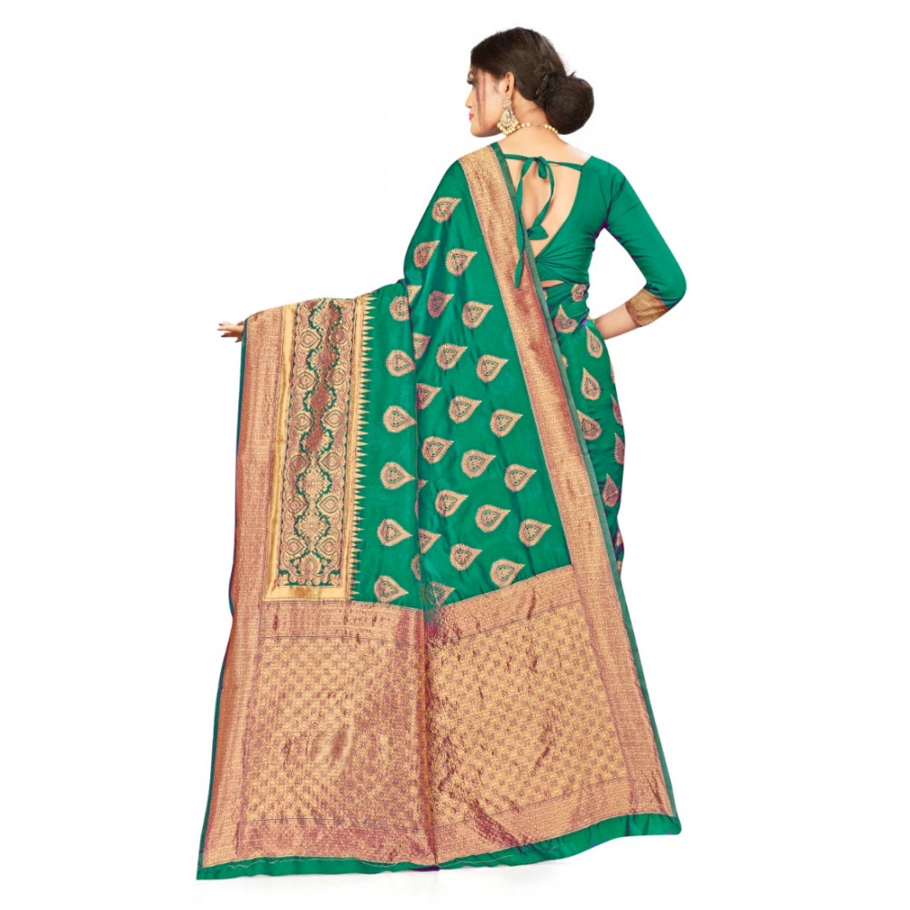 Clasymist Women's Banarasi Silk Designer Weaving Saree With Unstitched Blouse (Green, 5.50 Mtrs)