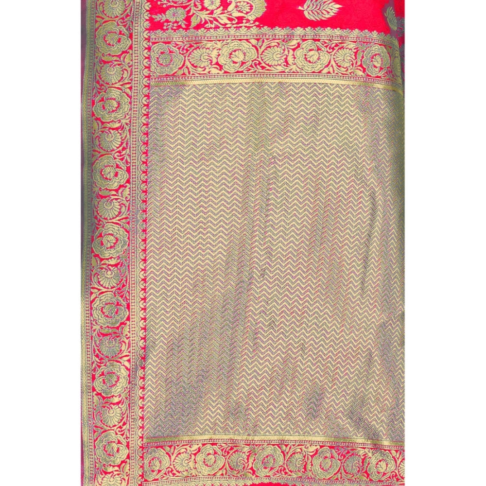 Clasymist Women's Banarasi Silk Designer Weaving Saree With Unstitched Blouse (Pink, 5.50 Mtrs)