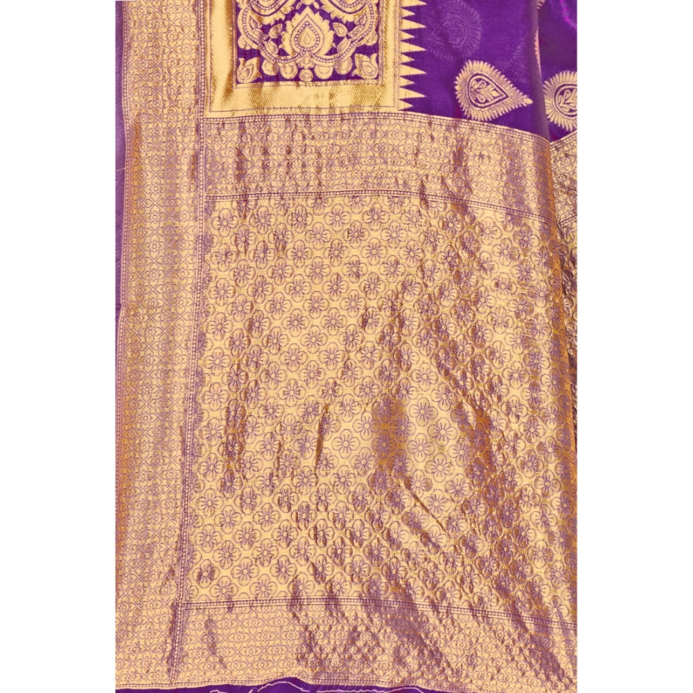 Clasymist Women's Banarasi Silk Designer Weaving Saree With Unstitched Blouse (Purple, 5.50 Mtrs)