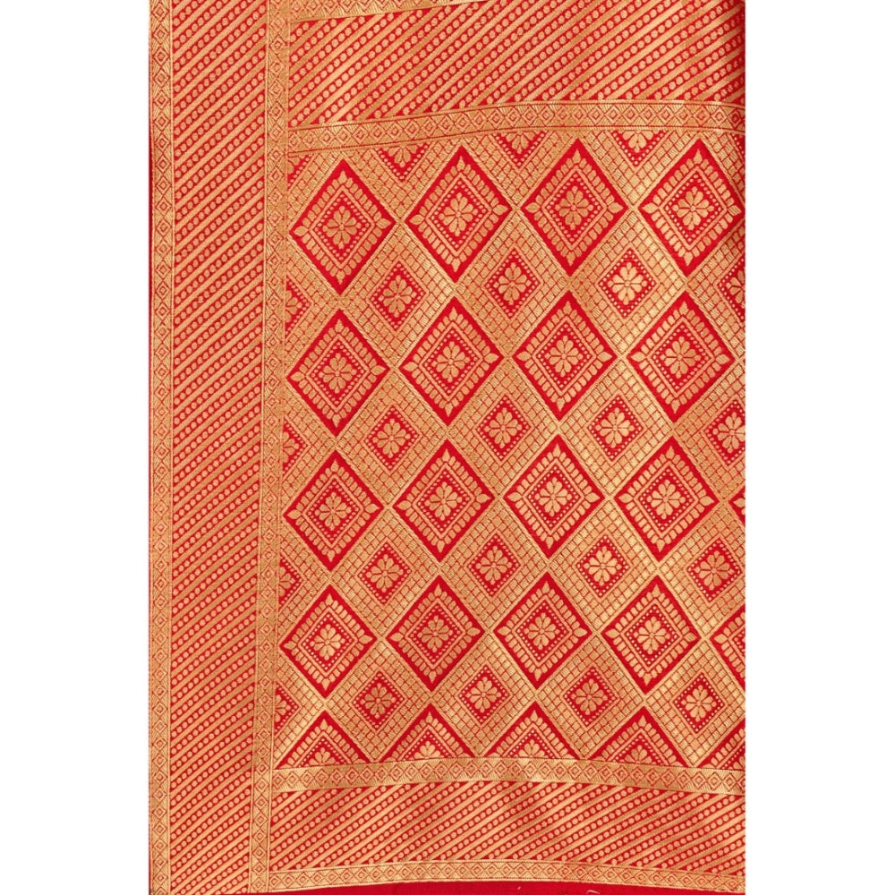 Clasymist Women's Banarasi Silk Designer Weaving Saree With Unstitched Blouse (Red, 5.50 Mtrs)