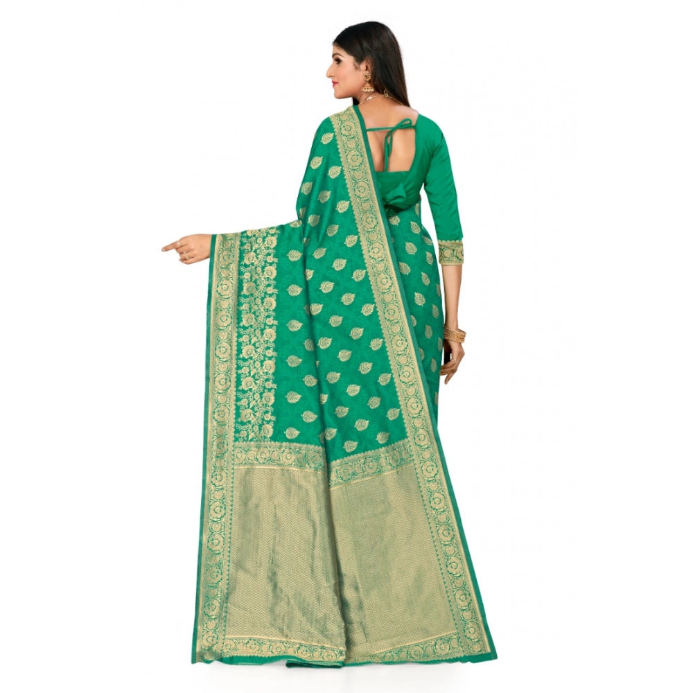 Clasymist Women's Banarasi Silk Designer Weaving Saree With Unstitched Blouse (Green, 5.50 Mtrs)