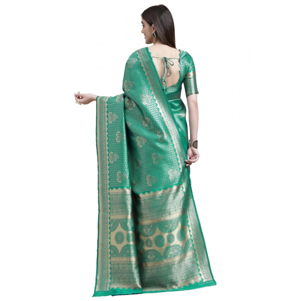 Clasymist Women's Banarasi Silk Designer Weaving Saree With Unstitched Blouse (Green, 5.50 Mtrs)