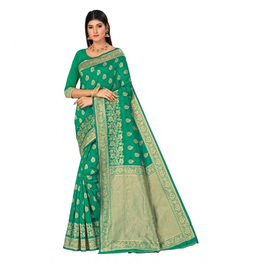 Clasymist Women's Banarasi Silk Designer Weaving Saree With Unstitched Blouse (Green, 5.50 Mtrs)