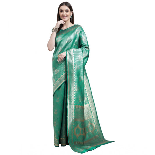 Clasymist Women's Banarasi Silk Designer Weaving Saree With Unstitched Blouse (Green, 5.50 Mtrs)