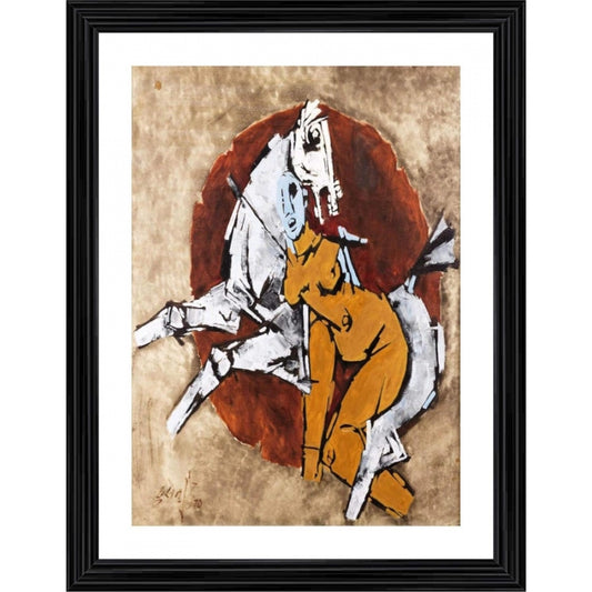 Clasymist A Queens Horse Painting With Wood Photo Frame (Multicolor)