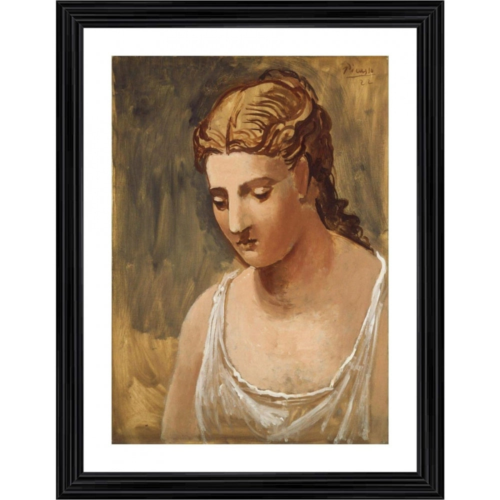 Clasymist Classical Head 1922 Painting With Wood Photo Frame (Multicolor)