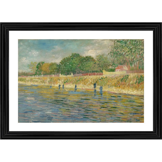 Clasymist Bank of the Seine 1887 Painting With Wood Photo Frame (Multicolor)