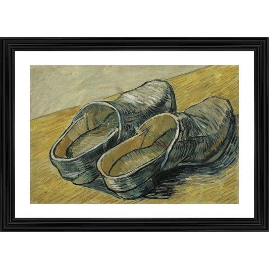 Clasymist A Pair of Leather Clogs 1889 Painting With Wood Photo Frame (Multicolor)